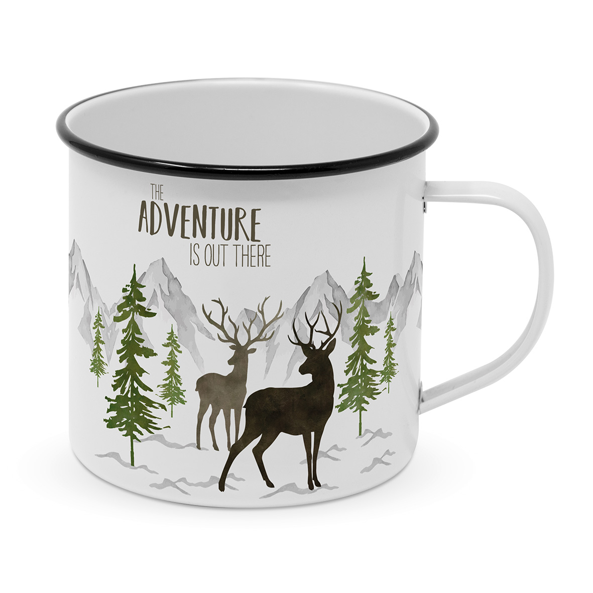 METAL MUG Adventure Deer white, Henkelbecher aus Metall